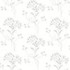 Wildflower Premium Peel + Stick Wallpaper Peel and Stick Wallpaper York Wallcoverings Roll Grey 