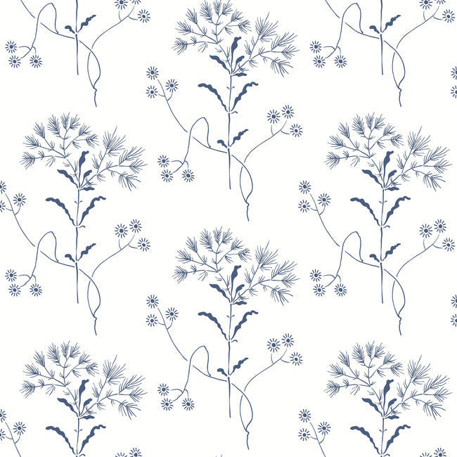 Wildflower Premium Peel + Stick Wallpaper Peel and Stick Wallpaper York Wallcoverings Roll Navy 