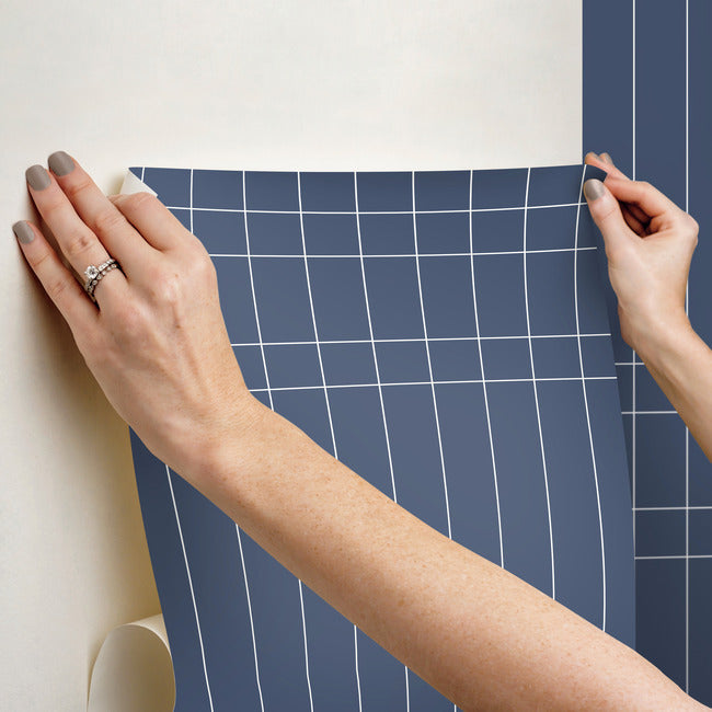 Linear Gridwork Premium Peel + Stick Wallpaper Peel and Stick Wallpaper York Wallcoverings   