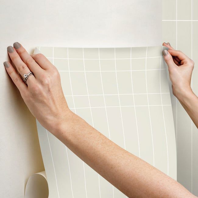 Linear Gridwork Premium Peel + Stick Wallpaper Peel and Stick Wallpaper York Wallcoverings   
