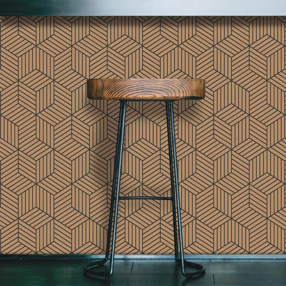 Striped Hexagon Peel and Stick Wallpaper Peel and Stick Wallpaper RoomMates   