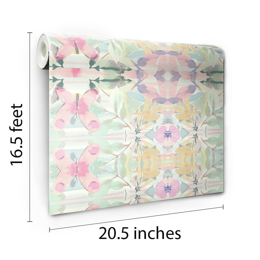 Synchronized Floral Pink Peel and Stick Wallpaper Peel and Stick Wallpaper RoomMates   