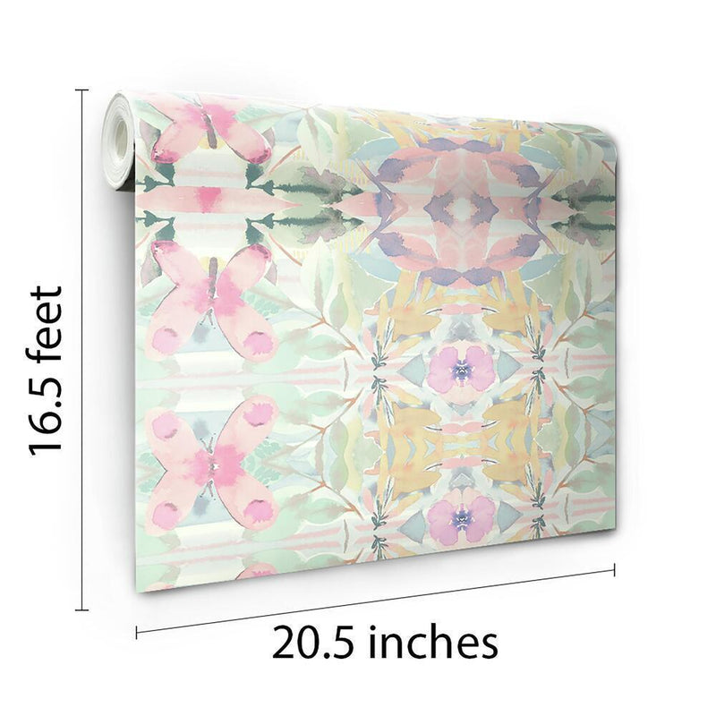 Synchronized Floral Pink Peel and Stick Wallpaper Peel and Stick Wallpaper RoomMates   