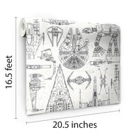 Star Wars Blueprint Peel & Stick Wallpaper Peel and Stick Wallpaper RoomMates   