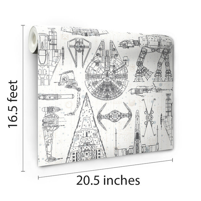 Star Wars Blueprint Peel & Stick Wallpaper Peel and Stick Wallpaper RoomMates   