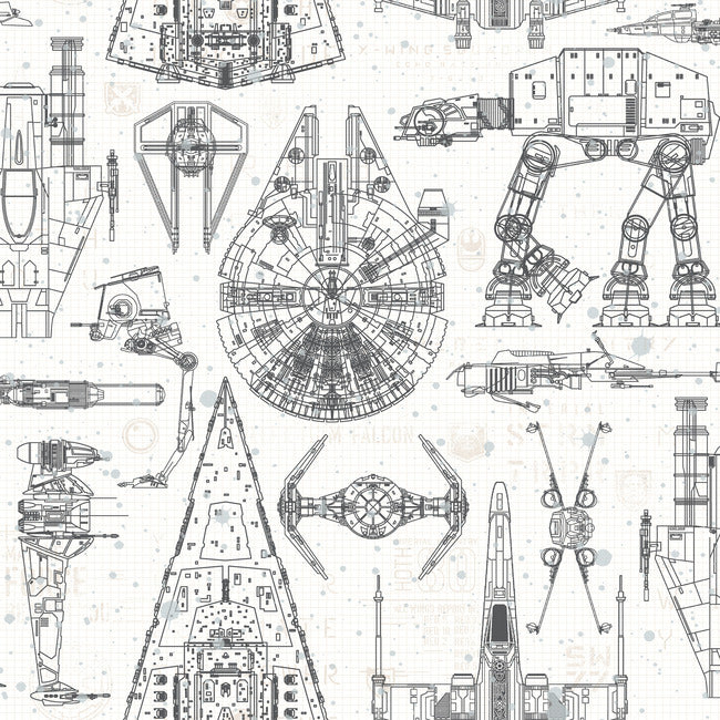 Star Wars Blueprint Peel & Stick Wallpaper Peel and Stick Wallpaper RoomMates Roll  