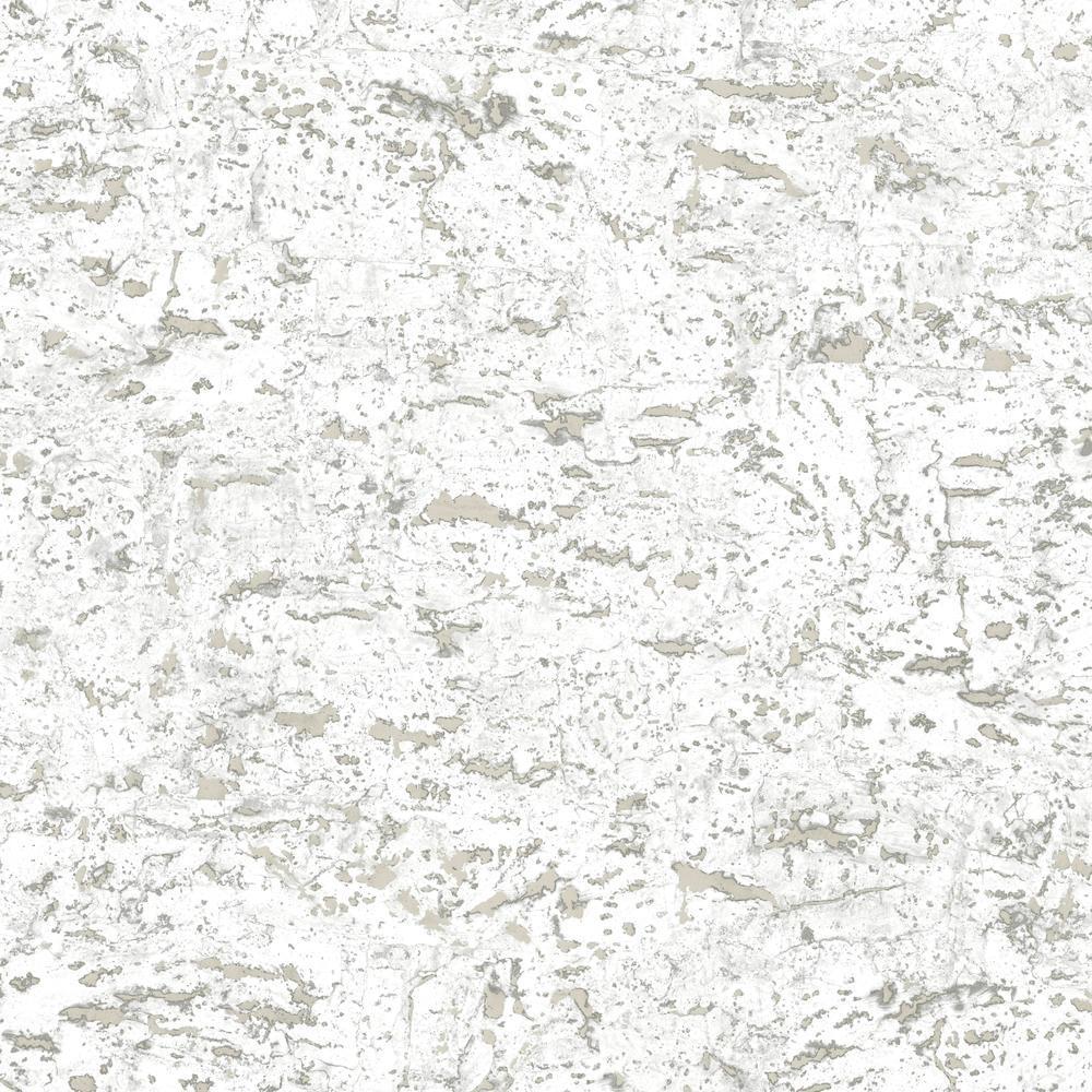Faux Cork Peel and Stick Wallpaper Peel and Stick Wallpaper RoomMates Roll White 