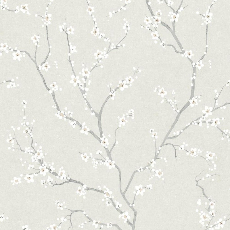 Cherry Blossom Peel and Stick Wallpaper Peel and Stick Wallpaper RoomMates Roll Pearl 