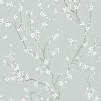 Cherry Blossom Peel and Stick Wallpaper Peel and Stick Wallpaper RoomMates Roll Blue 