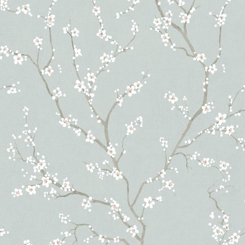 Cherry Blossom Peel and Stick Wallpaper Peel and Stick Wallpaper RoomMates Roll Blue 