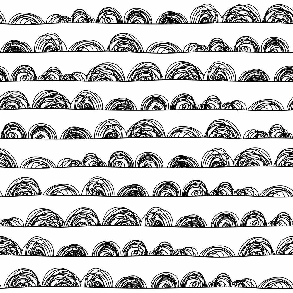 Doodle Scallop Peel and Stick Wallpaper Peel and Stick Wallpaper RoomMates Roll Black 