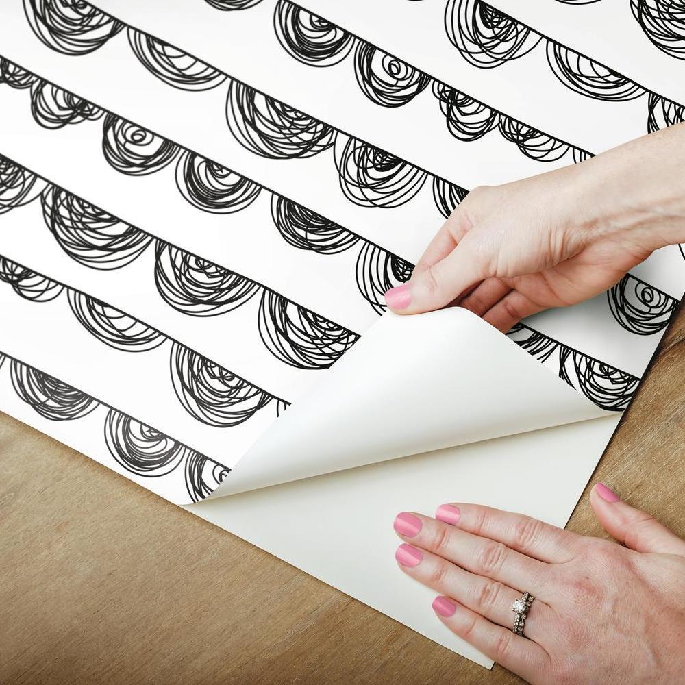 Doodle Scallop Peel and Stick Wallpaper Peel and Stick Wallpaper RoomMates   