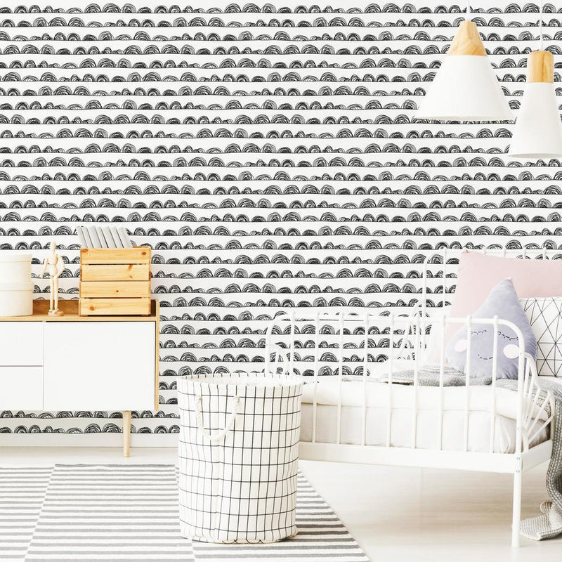 Doodle Scallop Peel and Stick Wallpaper Peel and Stick Wallpaper RoomMates   
