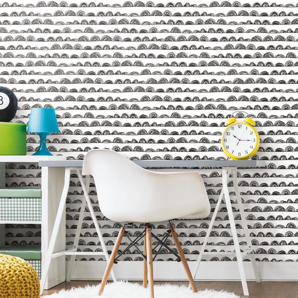 Doodle Scallop Peel and Stick Wallpaper Peel and Stick Wallpaper RoomMates   