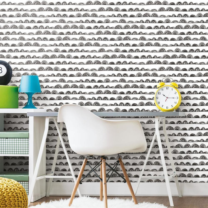 Doodle Scallop Peel and Stick Wallpaper Peel and Stick Wallpaper RoomMates   