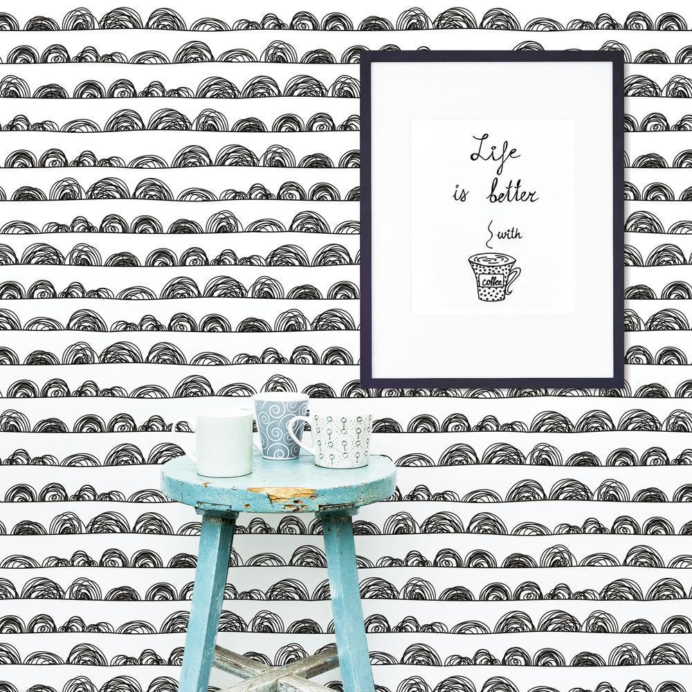 Doodle Scallop Peel and Stick Wallpaper Peel and Stick Wallpaper RoomMates   