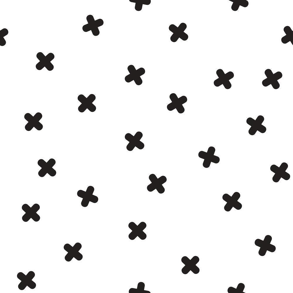 X Marks the Spot Peel and Stick Wallpaper Peel and Stick Wallpaper RoomMates Roll Black 