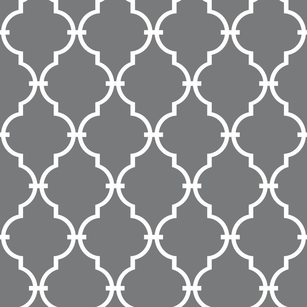 Modern Trellis Peel and Stick Wallpaper Peel and Stick Wallpaper RoomMates Roll Gray 