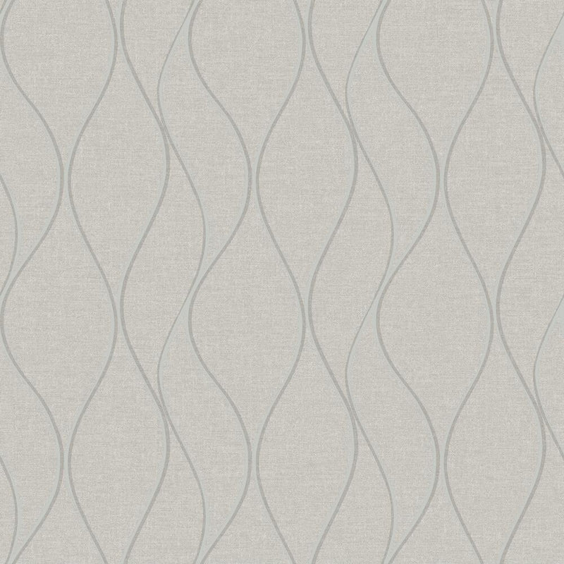 Wave Ogee Peel and Stick Wallpaper Peel and Stick Wallpaper RoomMates Roll Beige 
