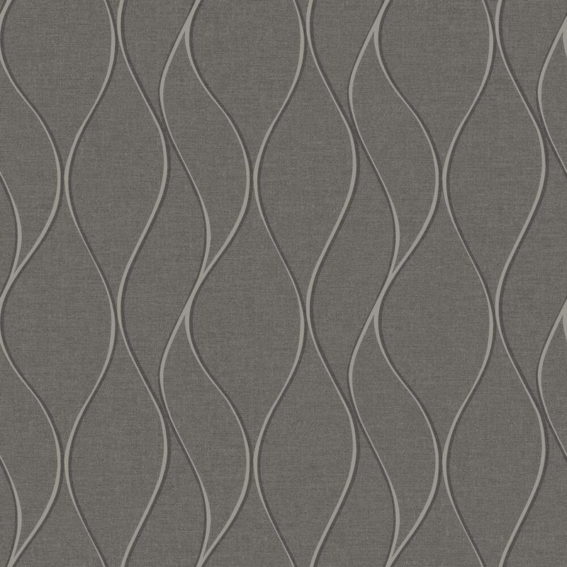 Wave Ogee Peel and Stick Wallpaper Peel and Stick Wallpaper RoomMates Roll Gray 