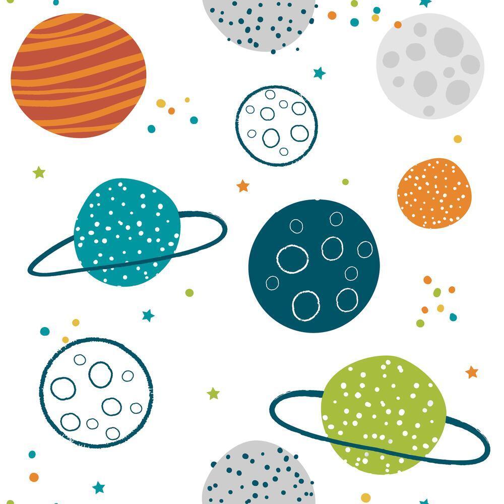 Planets Peel and Stick Wallpaper Peel and Stick Wallpaper RoomMates Sample Multicolor 