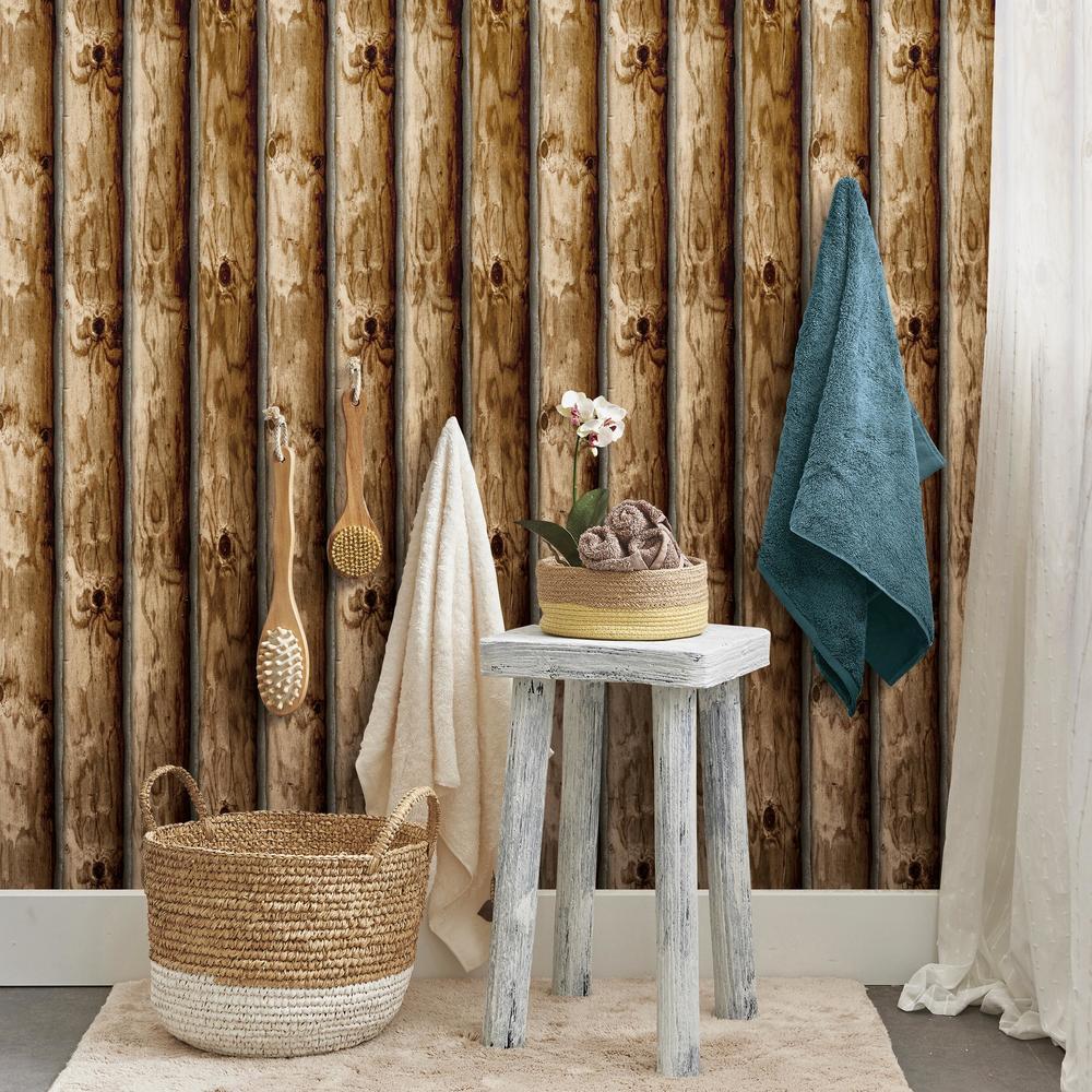 Cabin Logs Peel and Stick Wallpaper Peel and Stick Wallpaper RoomMates   