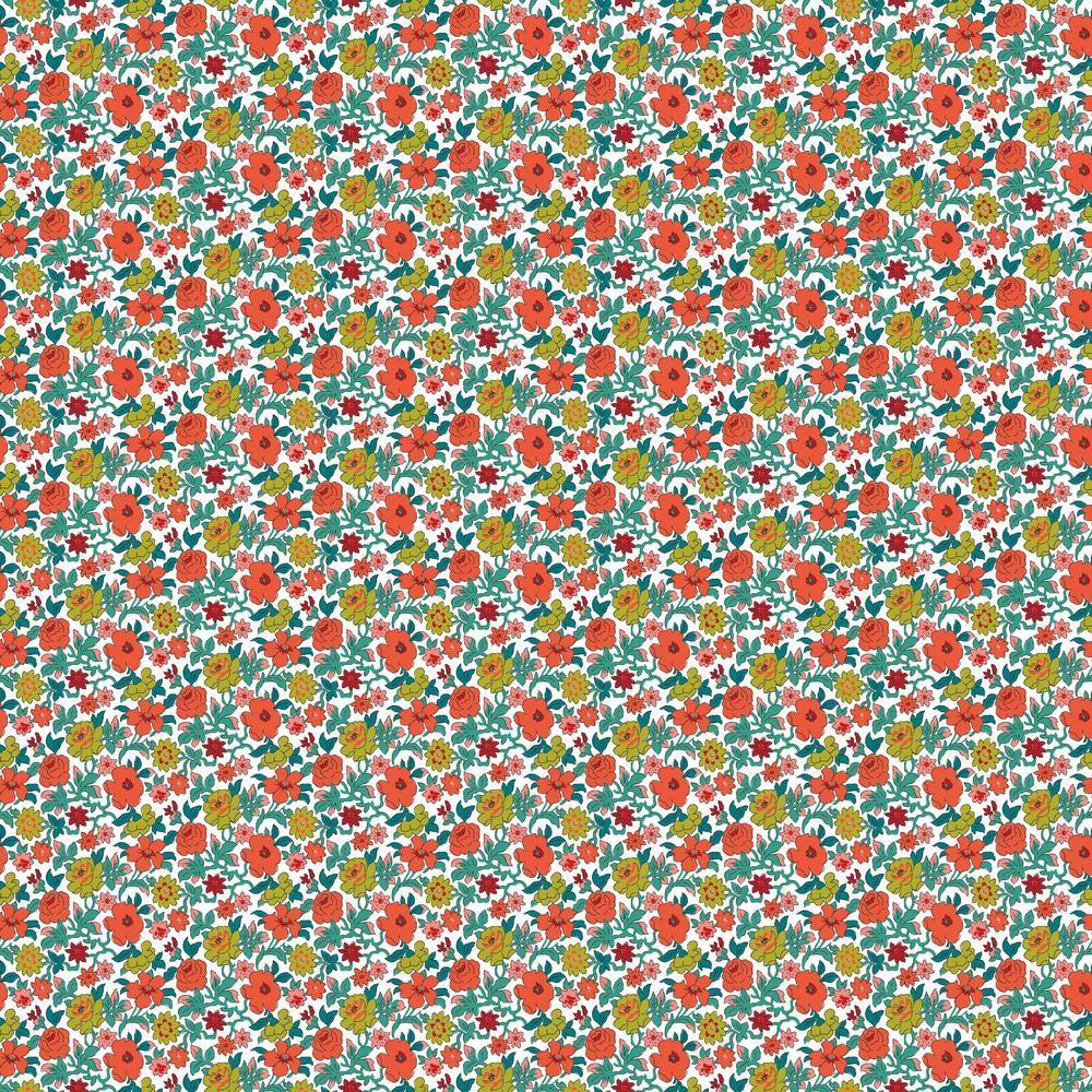 Floral Ditzy Vine Peel and Stick Wallpaper Peel and Stick Wallpaper RoomMates Sample Red 