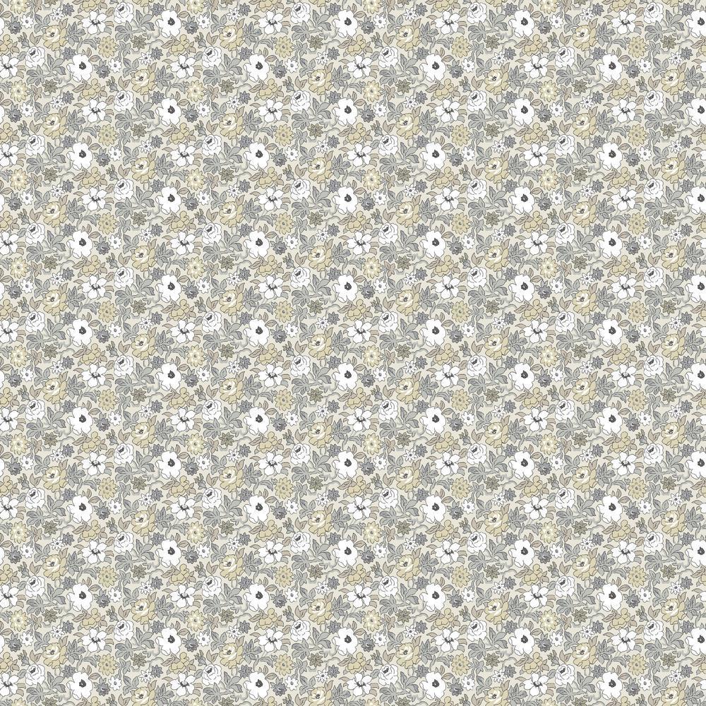 Floral Ditzy Vine Peel and Stick Wallpaper Peel and Stick Wallpaper RoomMates Roll Gray 