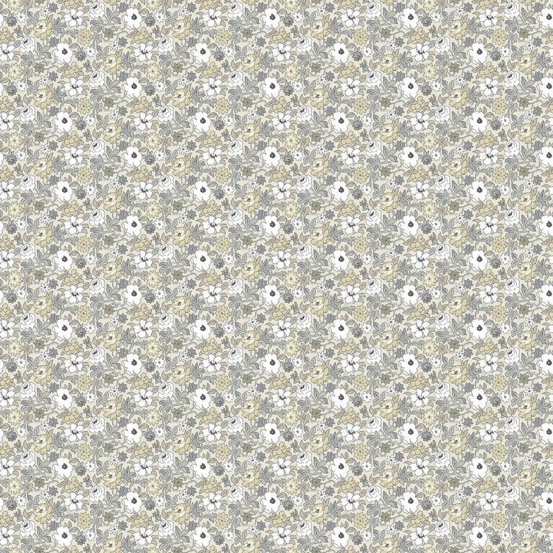 Floral Ditzy Vine Peel and Stick Wallpaper Peel and Stick Wallpaper RoomMates Roll Gray 