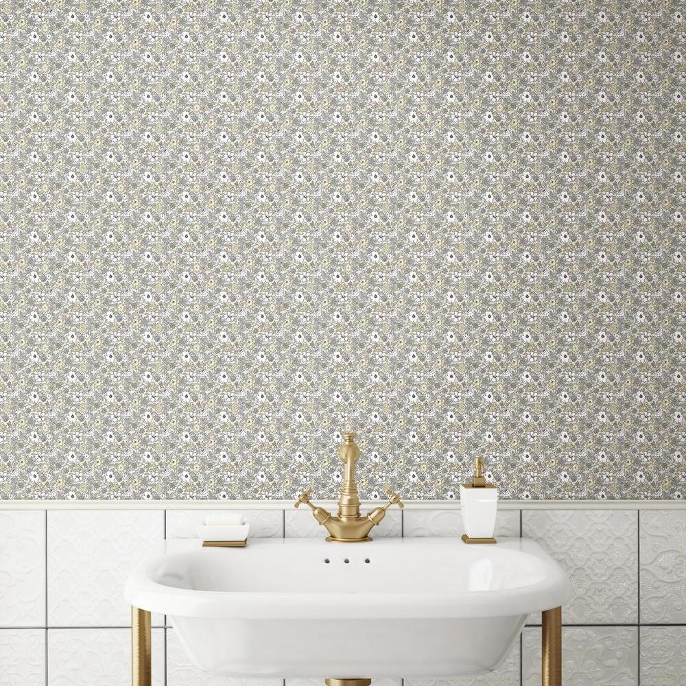 Floral Ditzy Vine Peel and Stick Wallpaper Peel and Stick Wallpaper RoomMates   