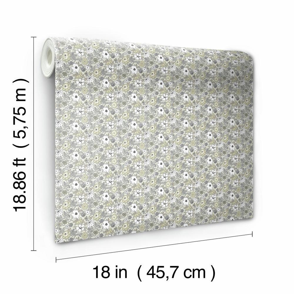 Floral Ditzy Vine Peel and Stick Wallpaper Peel and Stick Wallpaper RoomMates   
