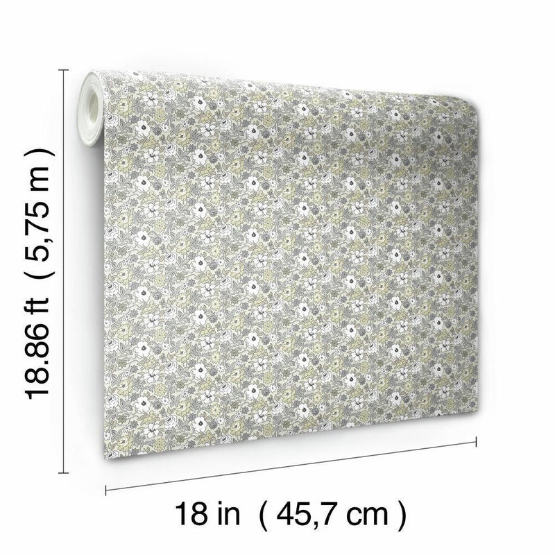 Floral Ditzy Vine Peel and Stick Wallpaper Peel and Stick Wallpaper RoomMates   