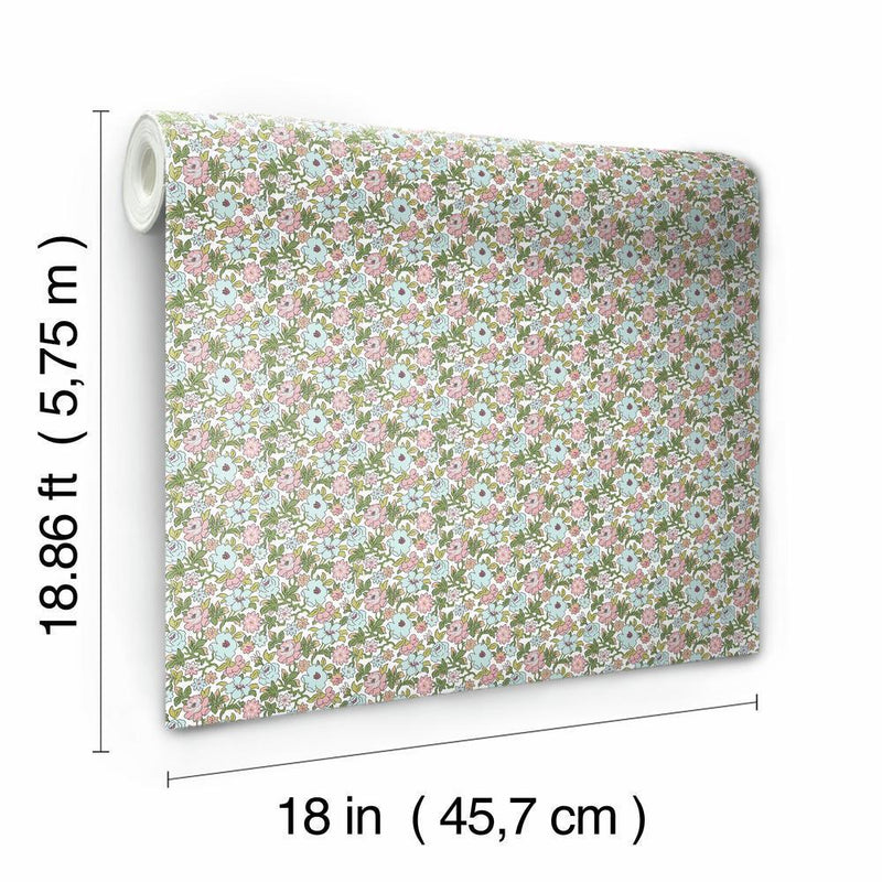 Floral Ditzy Vine Peel and Stick Wallpaper Peel and Stick Wallpaper RoomMates   