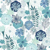 Perennial Blooms Peel and Stick Wallpaper Peel and Stick Wallpaper RoomMates Roll Blue 