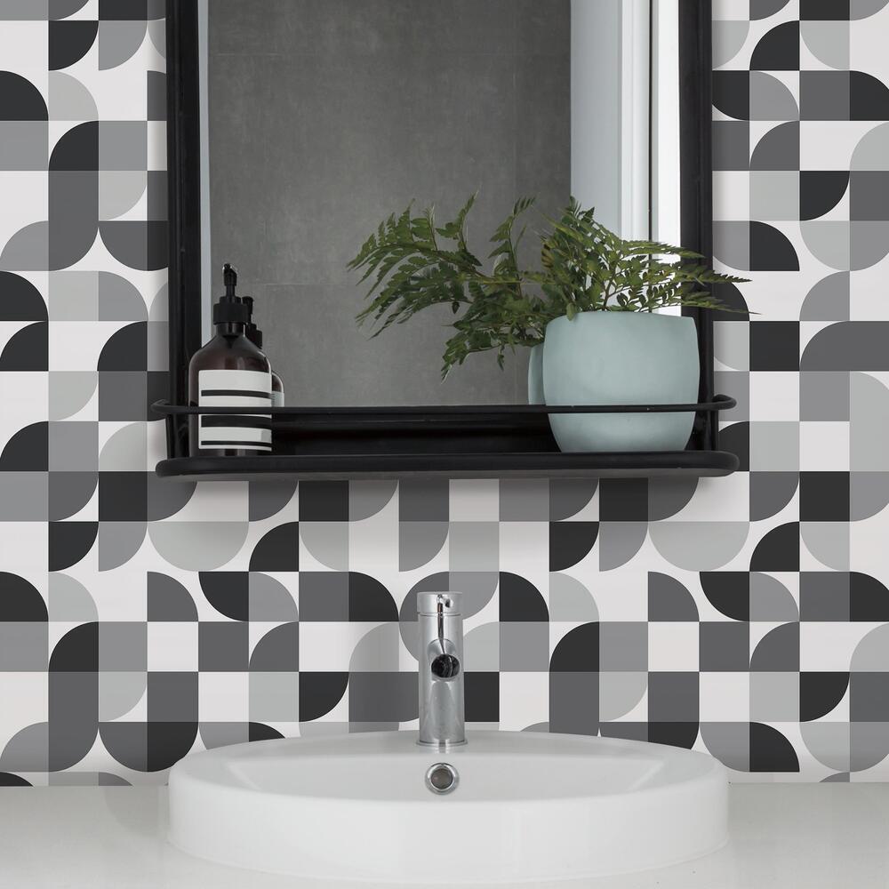 Mid-Century Geometric Peel and Stick Wallpaper Peel and Stick Wallpaper RoomMates   