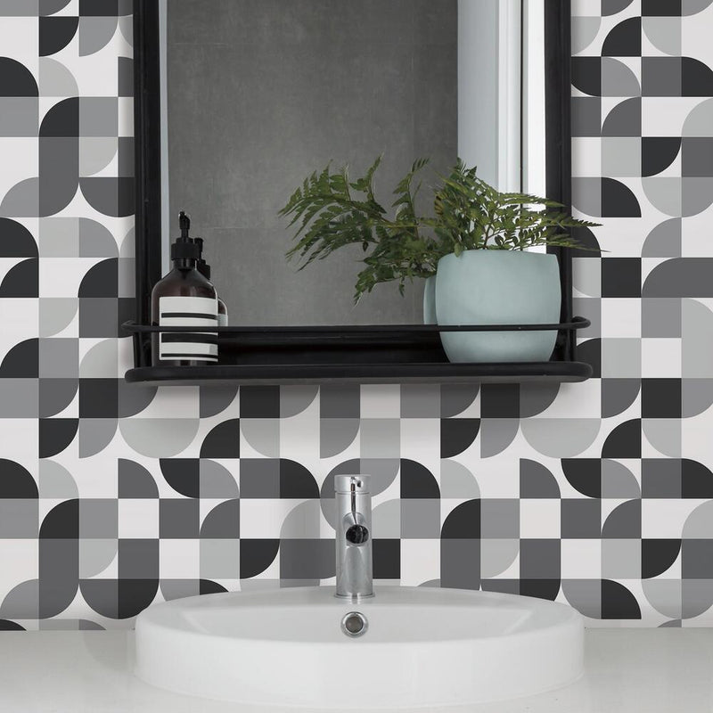 Mid-Century Geometric Peel and Stick Wallpaper Peel and Stick Wallpaper RoomMates   