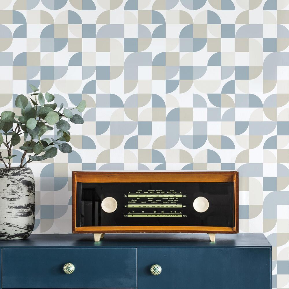 Mid-Century Geometric Peel and Stick Wallpaper Peel and Stick Wallpaper RoomMates   