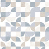 Mid-Century Geometric Peel and Stick Wallpaper Peel and Stick Wallpaper RoomMates Roll Blue 