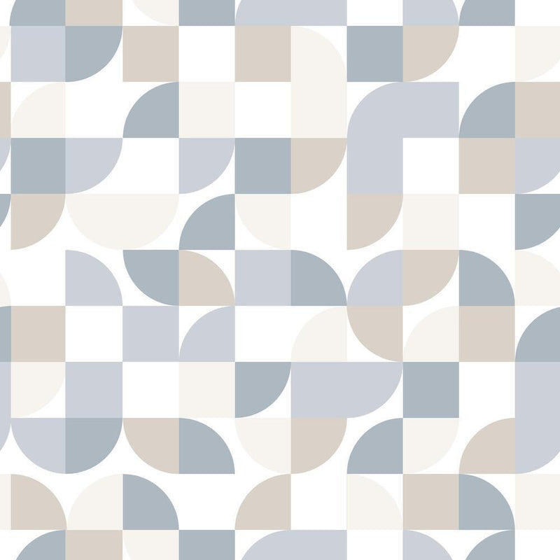 Mid-Century Geometric Peel and Stick Wallpaper Peel and Stick Wallpaper RoomMates Roll Blue 
