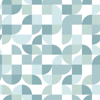 Mid-Century Geometric Peel and Stick Wallpaper Peel and Stick Wallpaper RoomMates Roll Green 