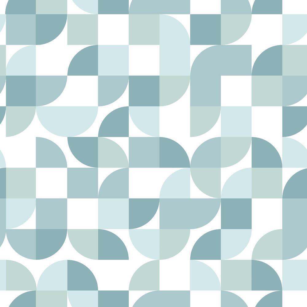 Mid-Century Geometric Peel and Stick Wallpaper Peel and Stick Wallpaper RoomMates Roll Green 
