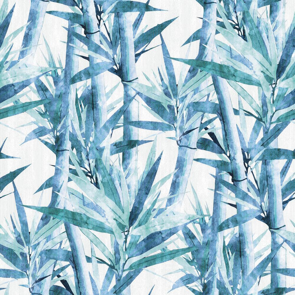 Lucky Bamboo Peel and Stick Wallpaper Peel and Stick Wallpaper RoomMates Sample Blue 
