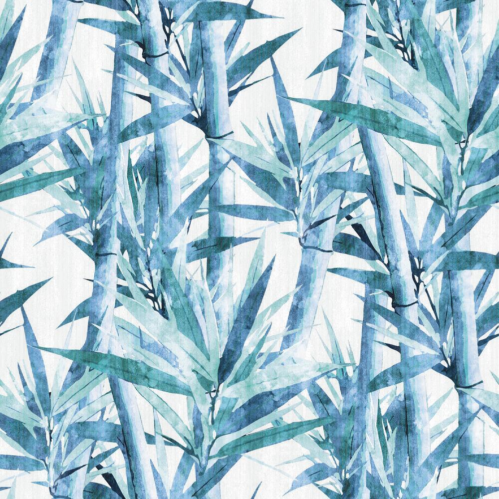 Lucky Bamboo Peel and Stick Wallpaper Peel and Stick Wallpaper RoomMates Roll Blue 