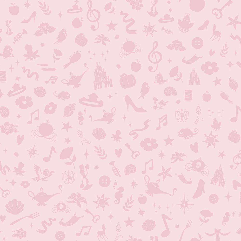Disney Princess Icons Peel and Stick Wallpaper with Glitter Peel and Stick Wallpaper RoomMates Roll Pink 
