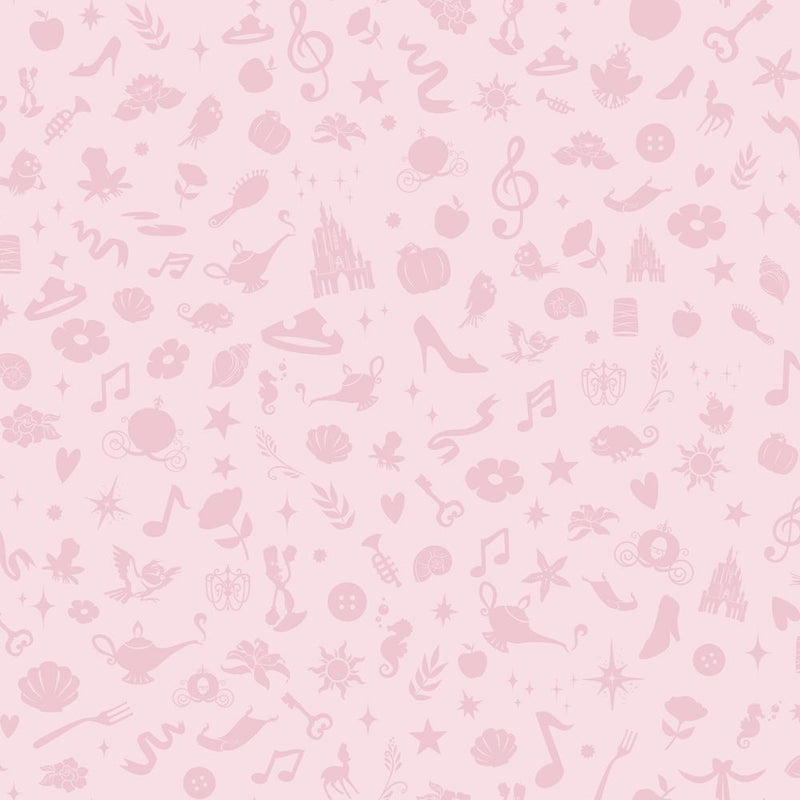 Disney Princess Icons Peel and Stick Wallpaper with Glitter Peel and Stick Wallpaper RoomMates Roll Pink 