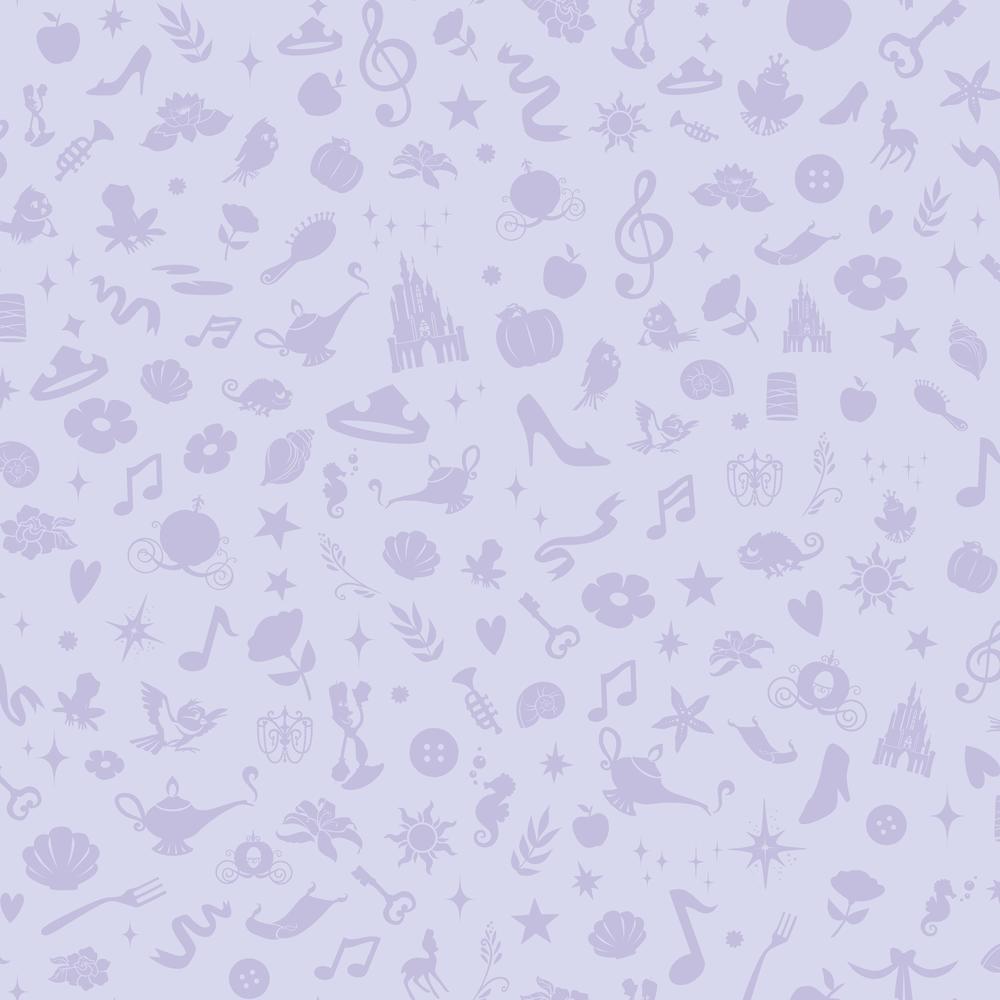 Disney Princess Icons Peel and Stick Wallpaper with Glitter Peel and Stick Wallpaper RoomMates Sample Purple 
