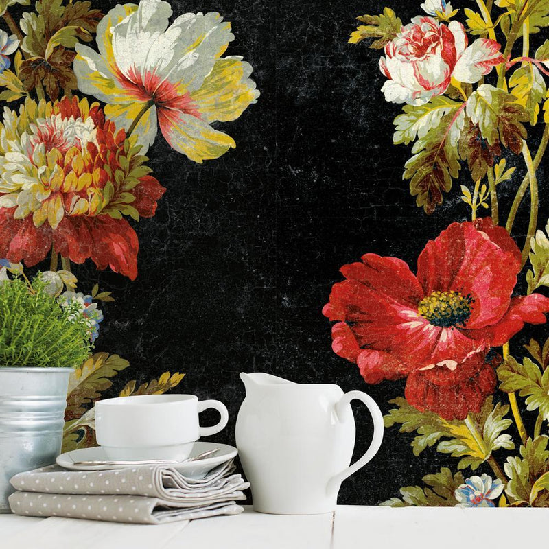 Vintage Floral Stripe Peel and Stick Wallpaper Peel and Stick Wallpaper RoomMates   