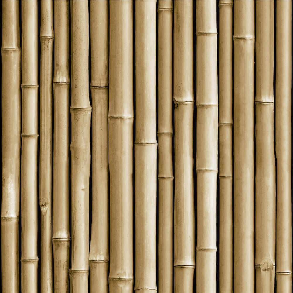 Bamboo Peel and Stick Wallpaper Peel and Stick Wallpaper RoomMates Roll Tan 