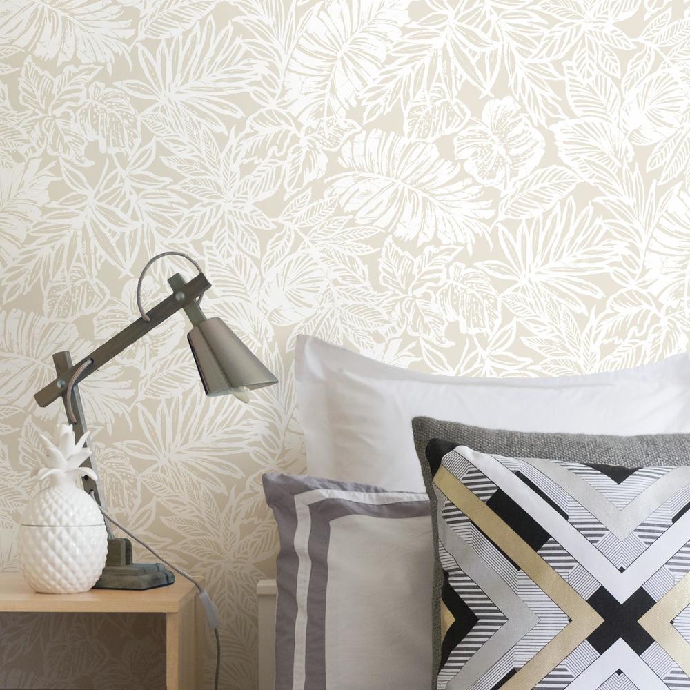 Batik Tropical Leaf Peel and Stick Wallpaper Peel and Stick Wallpaper RoomMates   