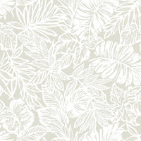 Batik Tropical Leaf Peel and Stick Wallpaper Peel and Stick Wallpaper RoomMates Roll Beige 